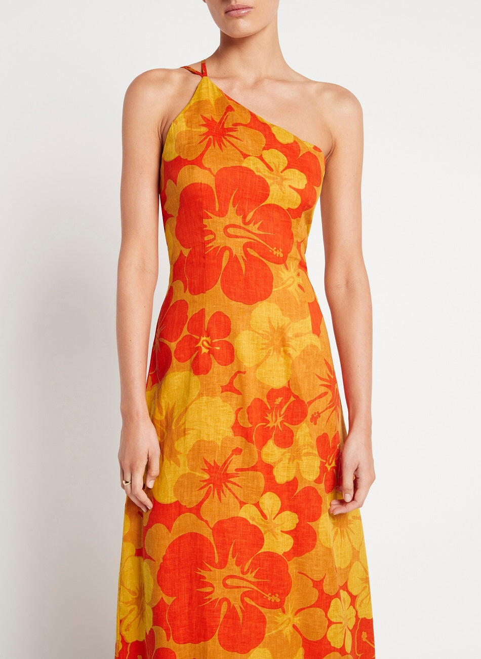 Lined Floral Midi Dress