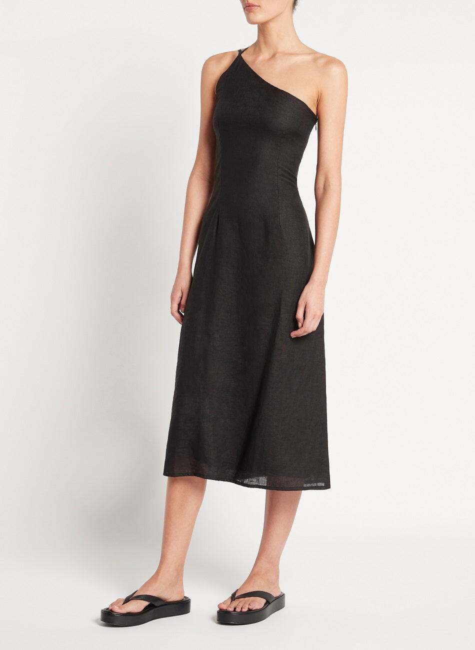 One Shoulder Black Dress - Dress