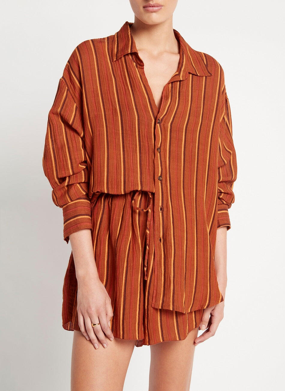 Orange striped hot sale shirt womens