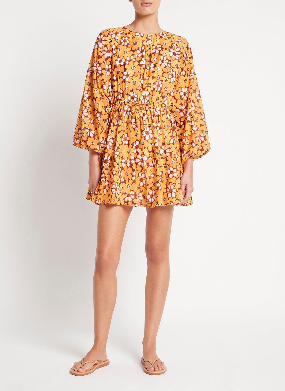 Load image into Gallery viewer, Orange Floral Printed Mini Dress
