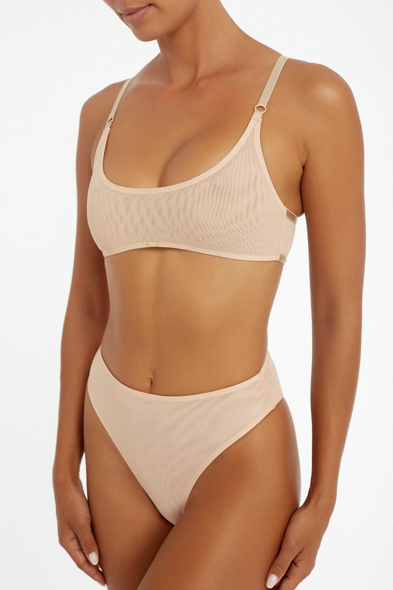 Cove Crop Top Nude Mesh