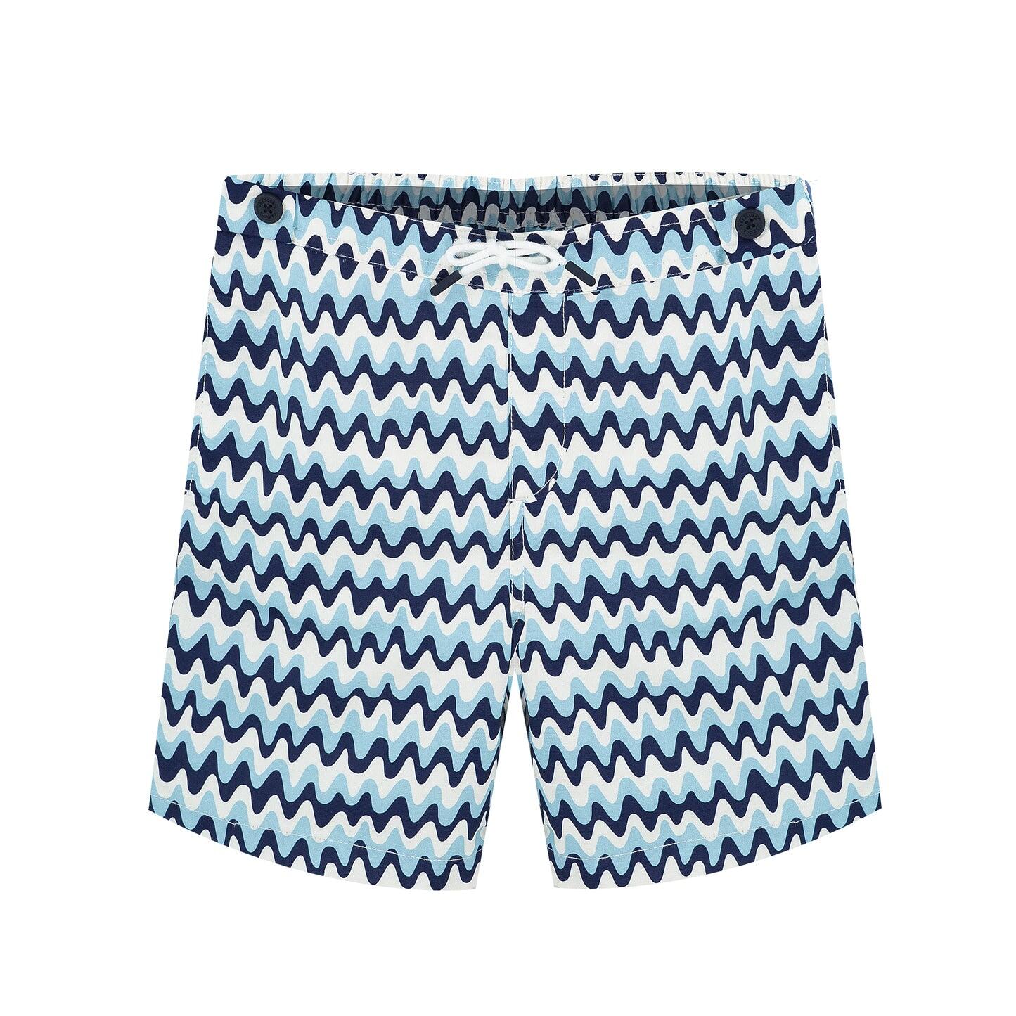 Kids Swimming Shorts in Navy & Sky Blue