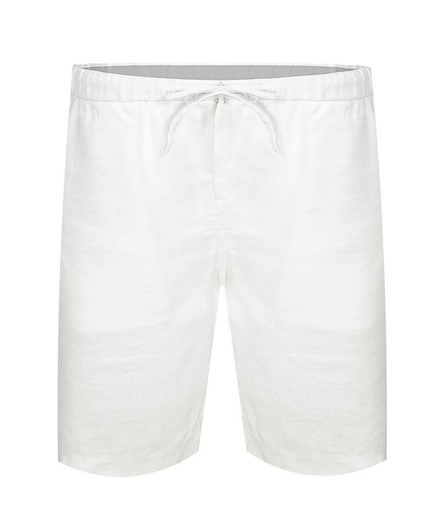 Load image into Gallery viewer, Mens Linen Drawstring Shorts in White
