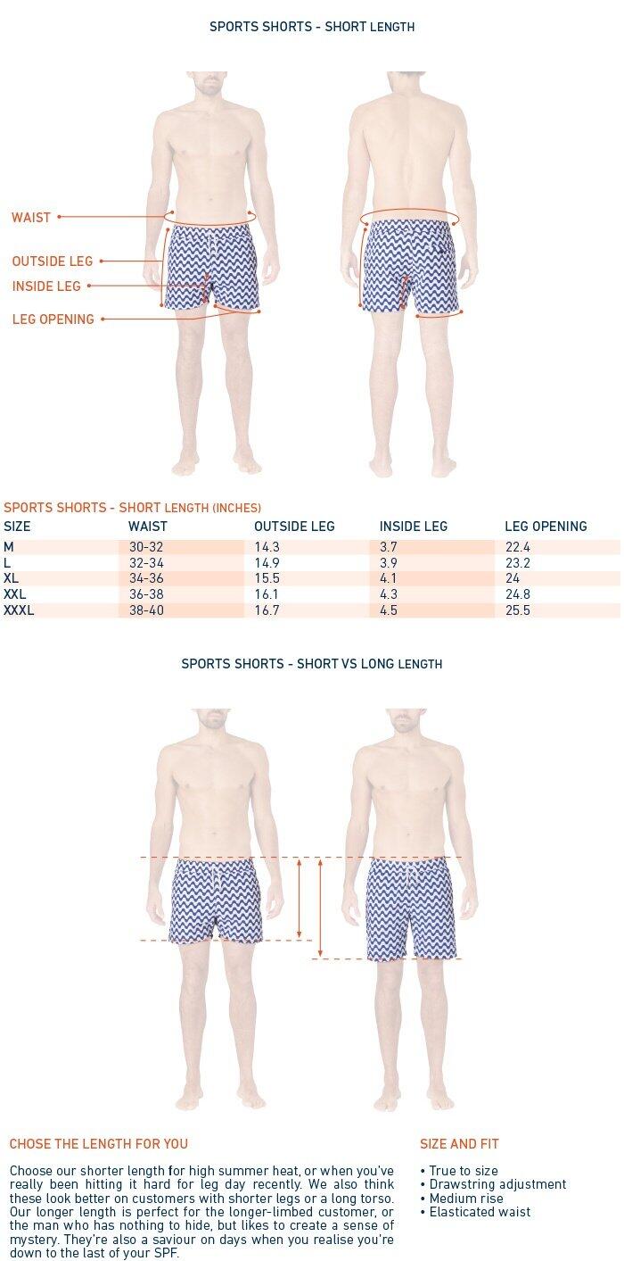 Load image into Gallery viewer, size chart for green swim shorts 
