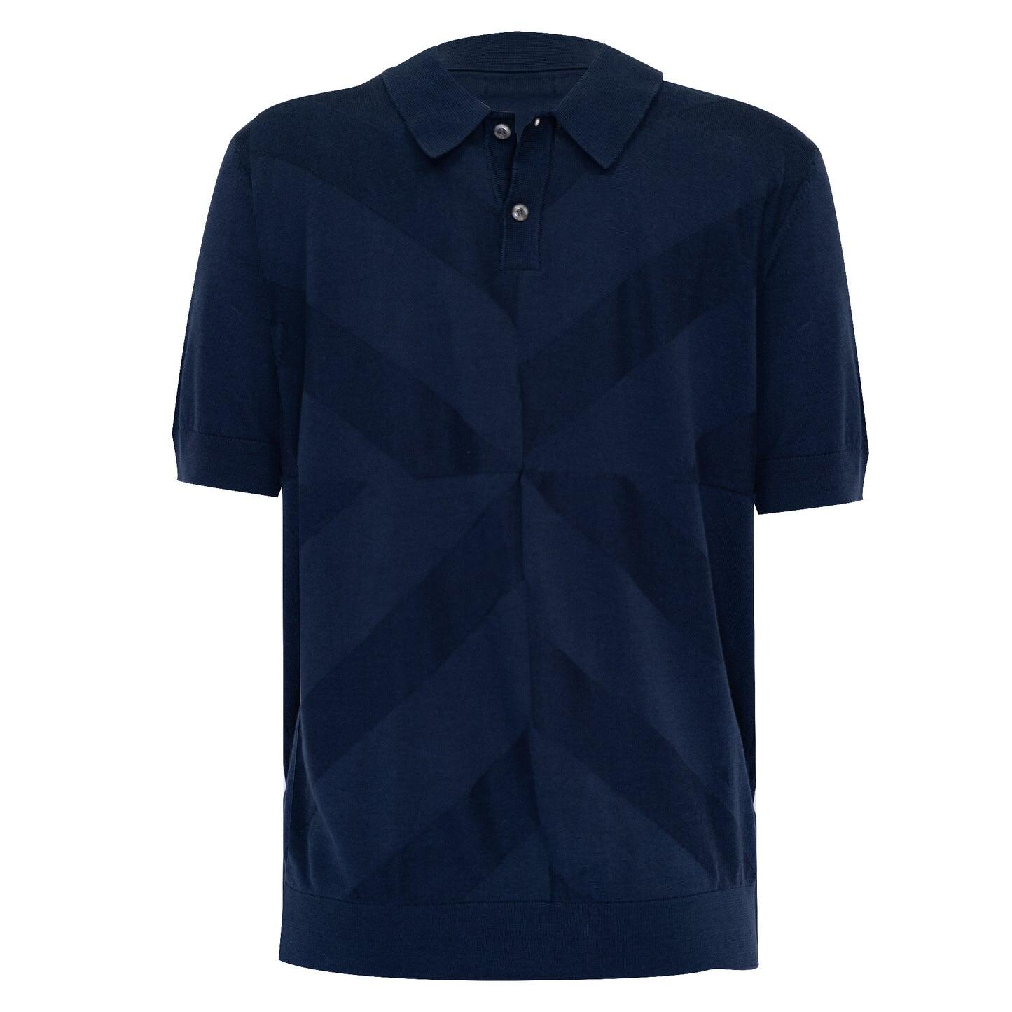 Knitted Polo Shirt in Navy Blue