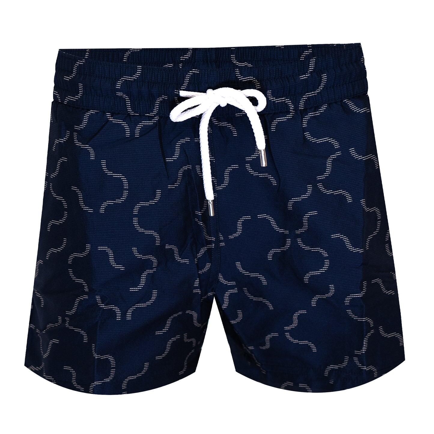 Men’s Designer Swim Shorts with Linear Print