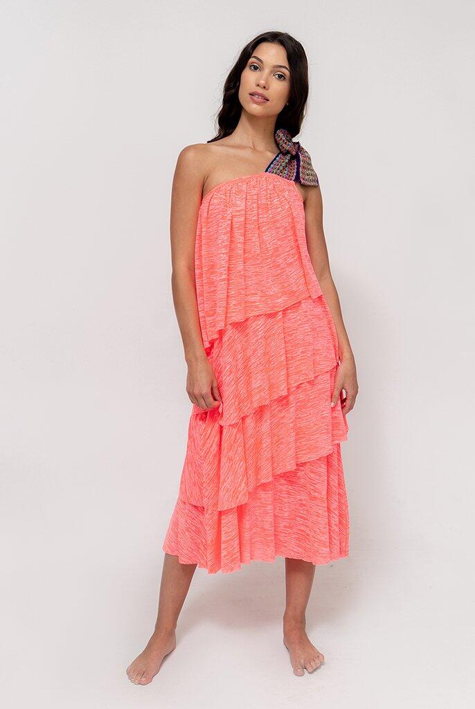 Woman showcasing the One Shoulder Summer Dress by Pitusa