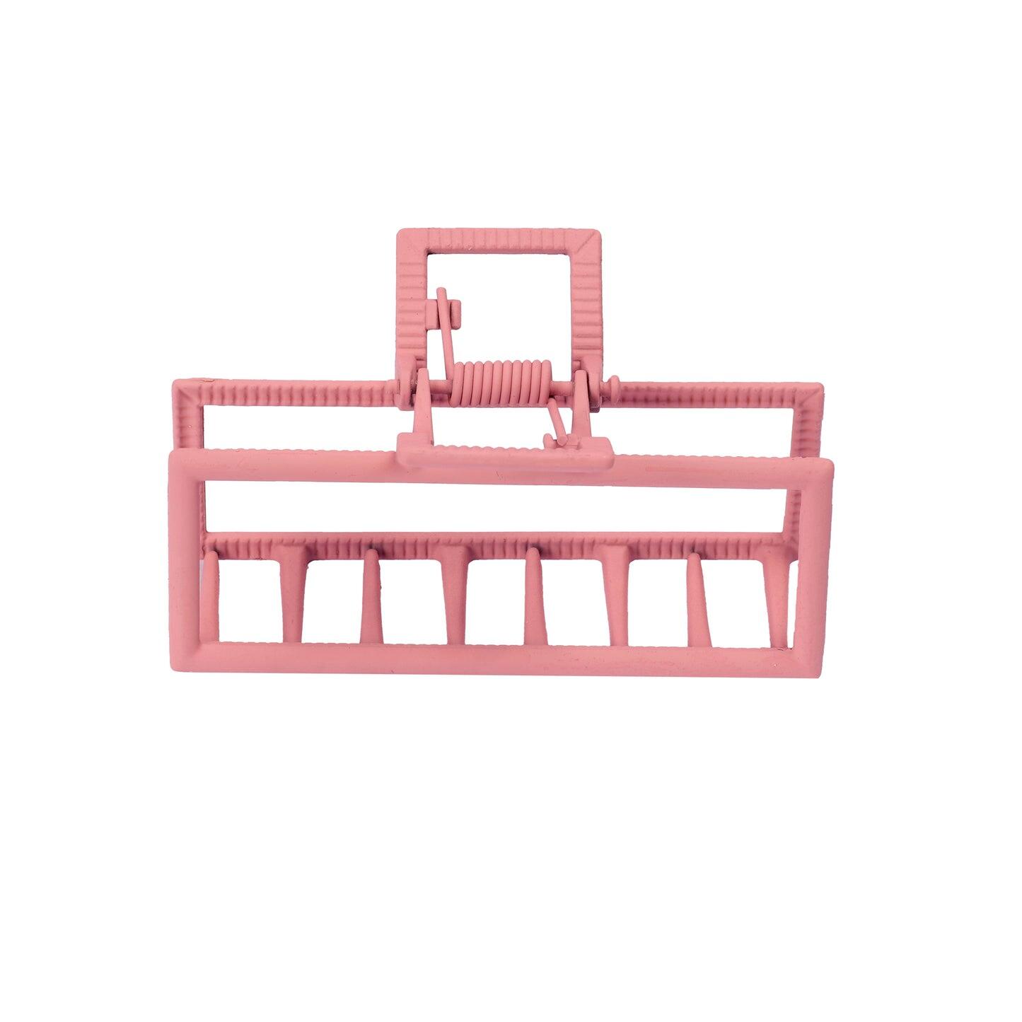 Load image into Gallery viewer, Pink Metal Square Hallow Hair Claw Clip
