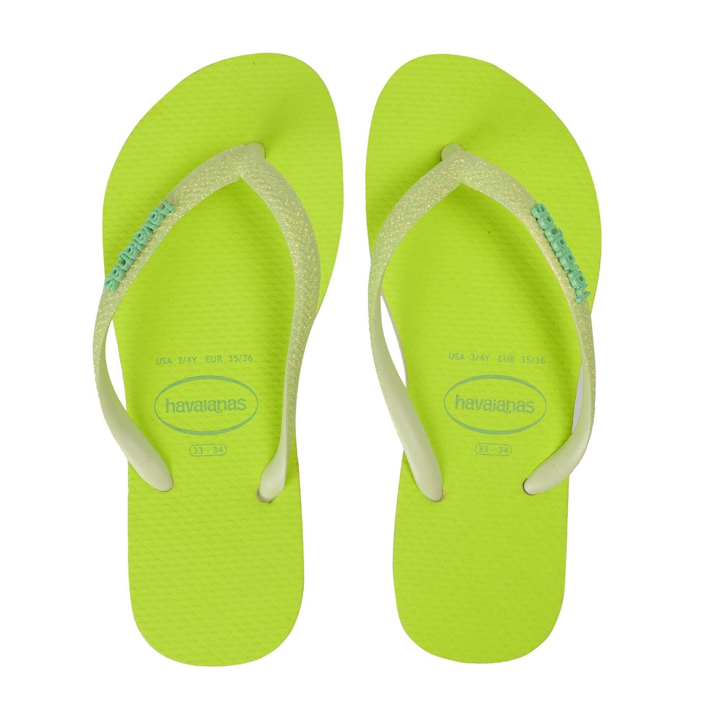 Load image into Gallery viewer, Havaianas Slim Glitter Neon Lime Green
