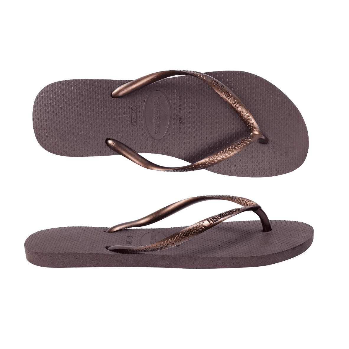 Havaianas Slim Dark Brown/Metal Acoused