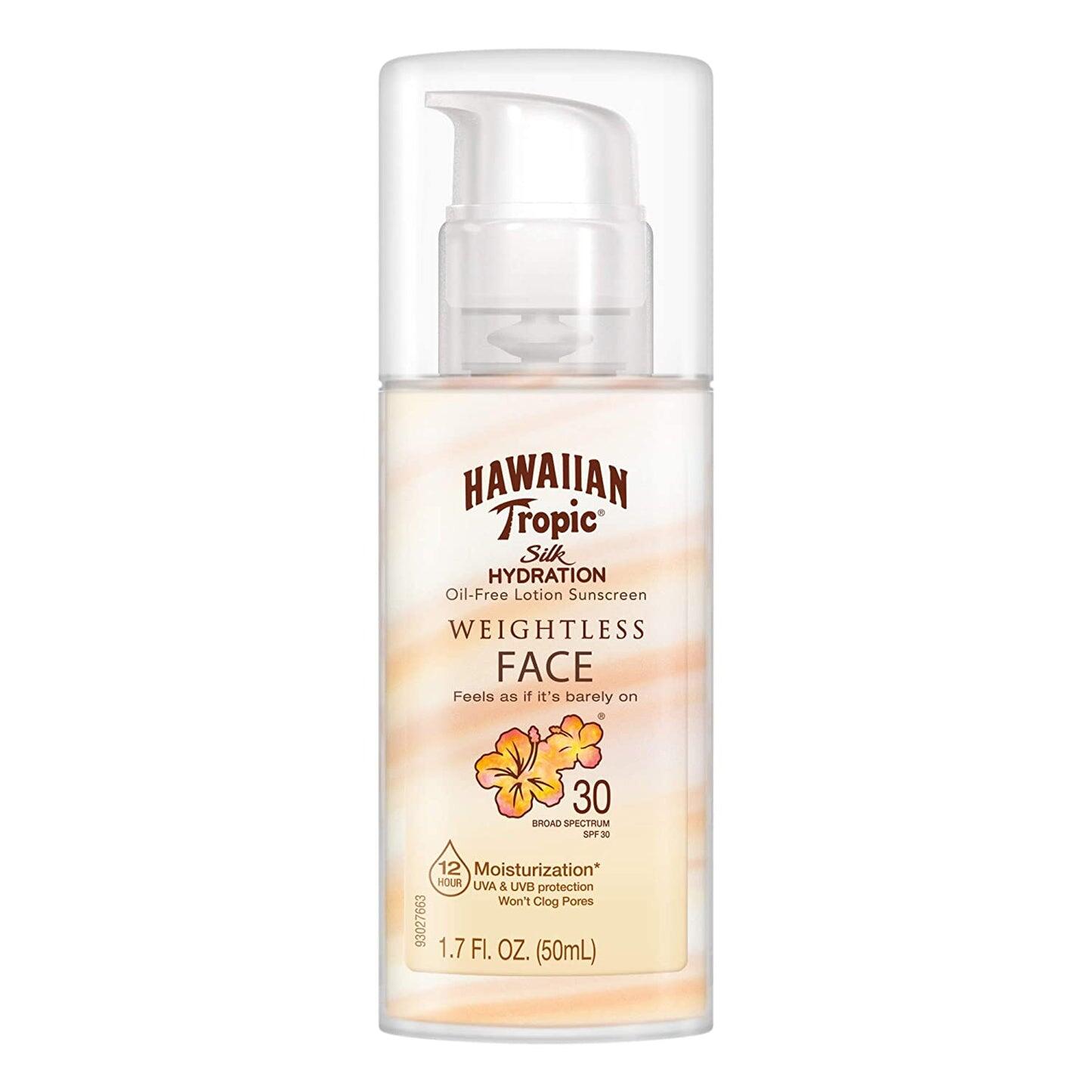 Hawaiian Tropic Silk Hydration Weightless Sunscreen Face Lotion SPF30