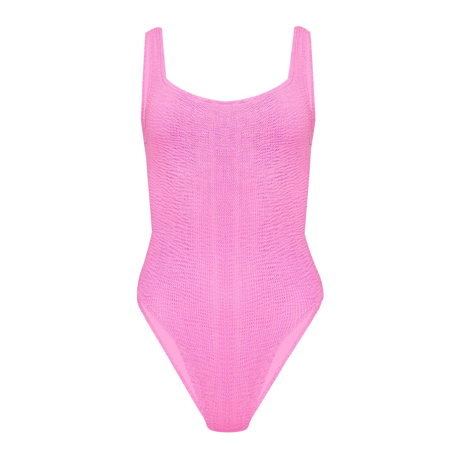 Pink Crinkle Material Swimsuit