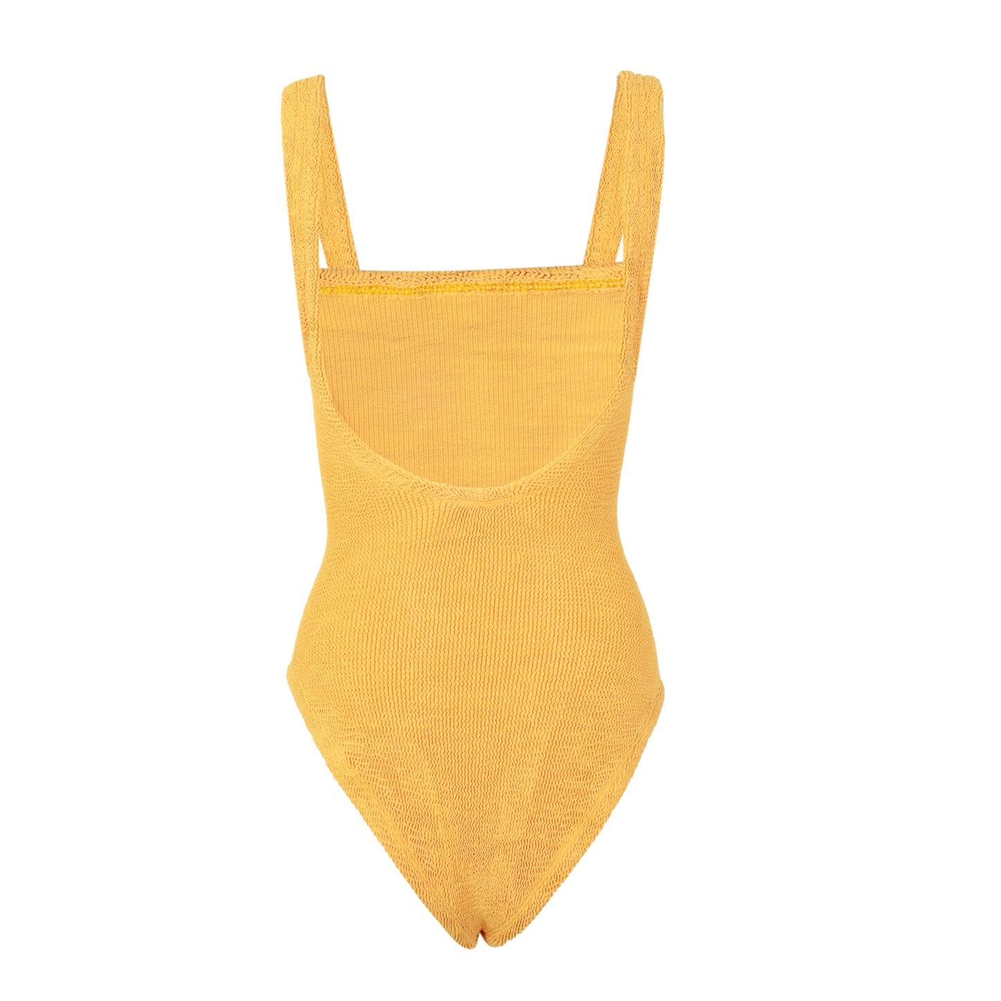 Yellow One Piece Swimsuit with Low Back