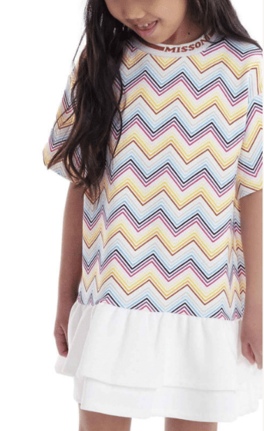 Girls Jersey Dress with Zig Zag Print