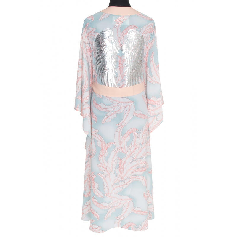 Lazur Willow Long Kimono Wings In Peach - Kimono
