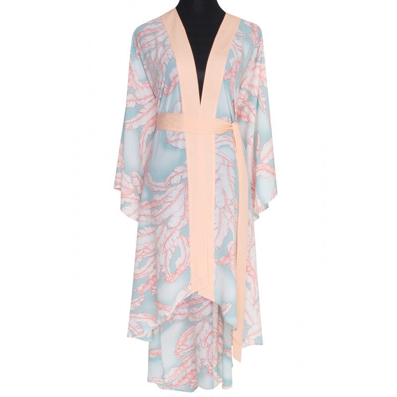 Lazur Willow Long Kimono Wings In Peach - Kimono