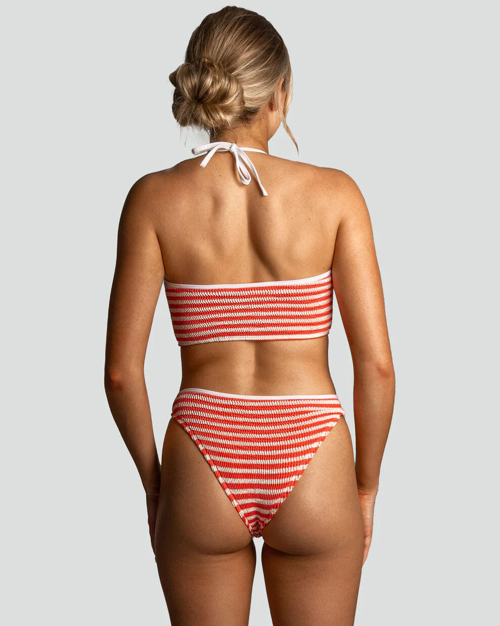 Kalbarri Top & Orpheus Bikini Bottom Coral Stripe - ONE SIZE - Bikini