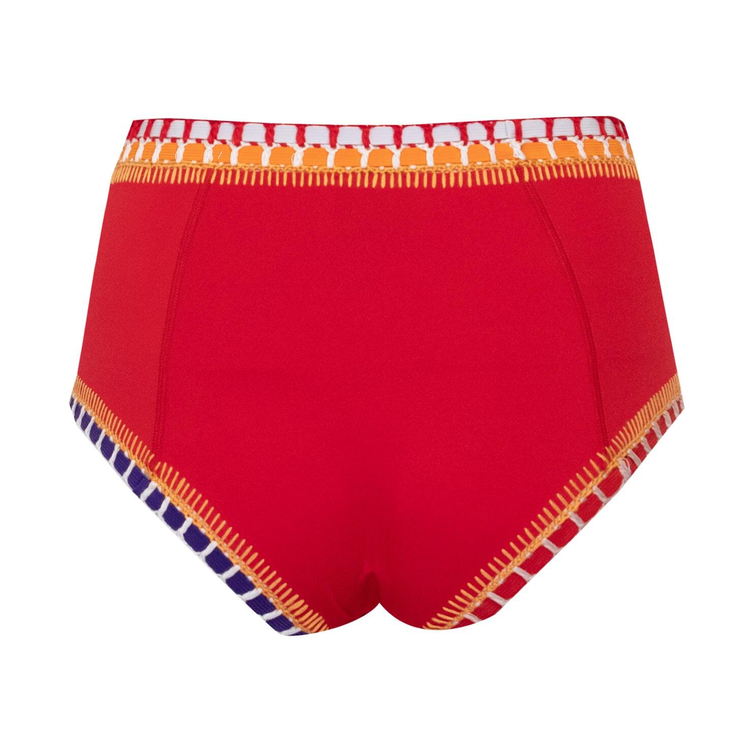 Kaia High Waist Bikini Bottom Red - Bikini Bottom