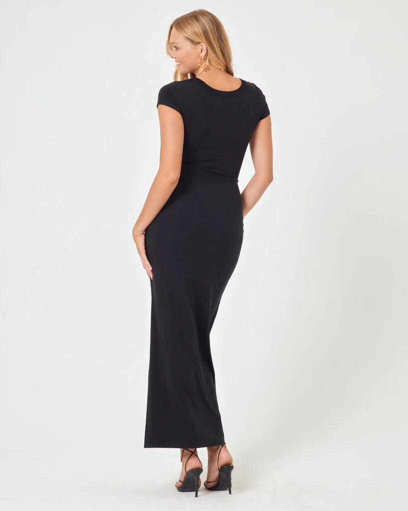 Black Short Sleeve Maxi Dress