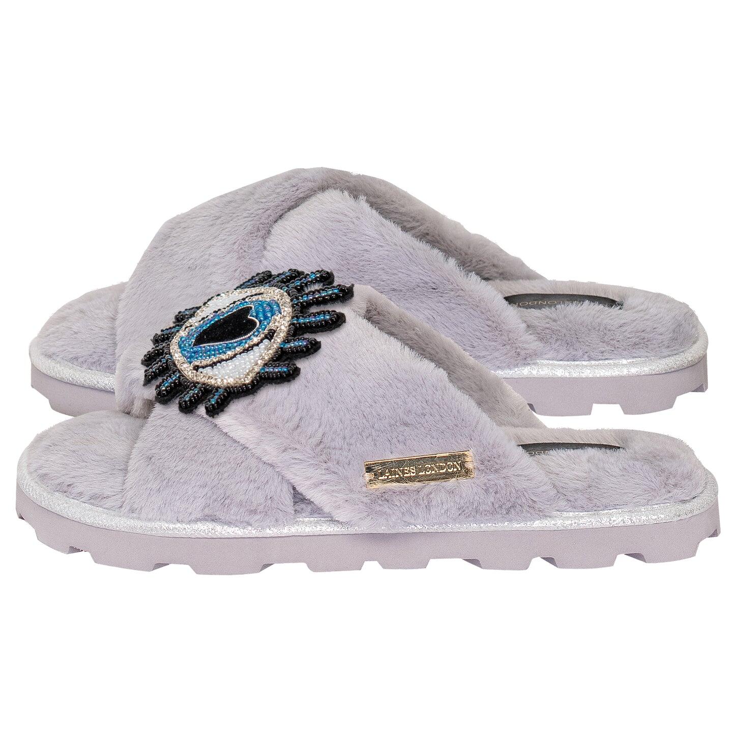 Blue Heart Eye Chic Slider Grey - Slipper