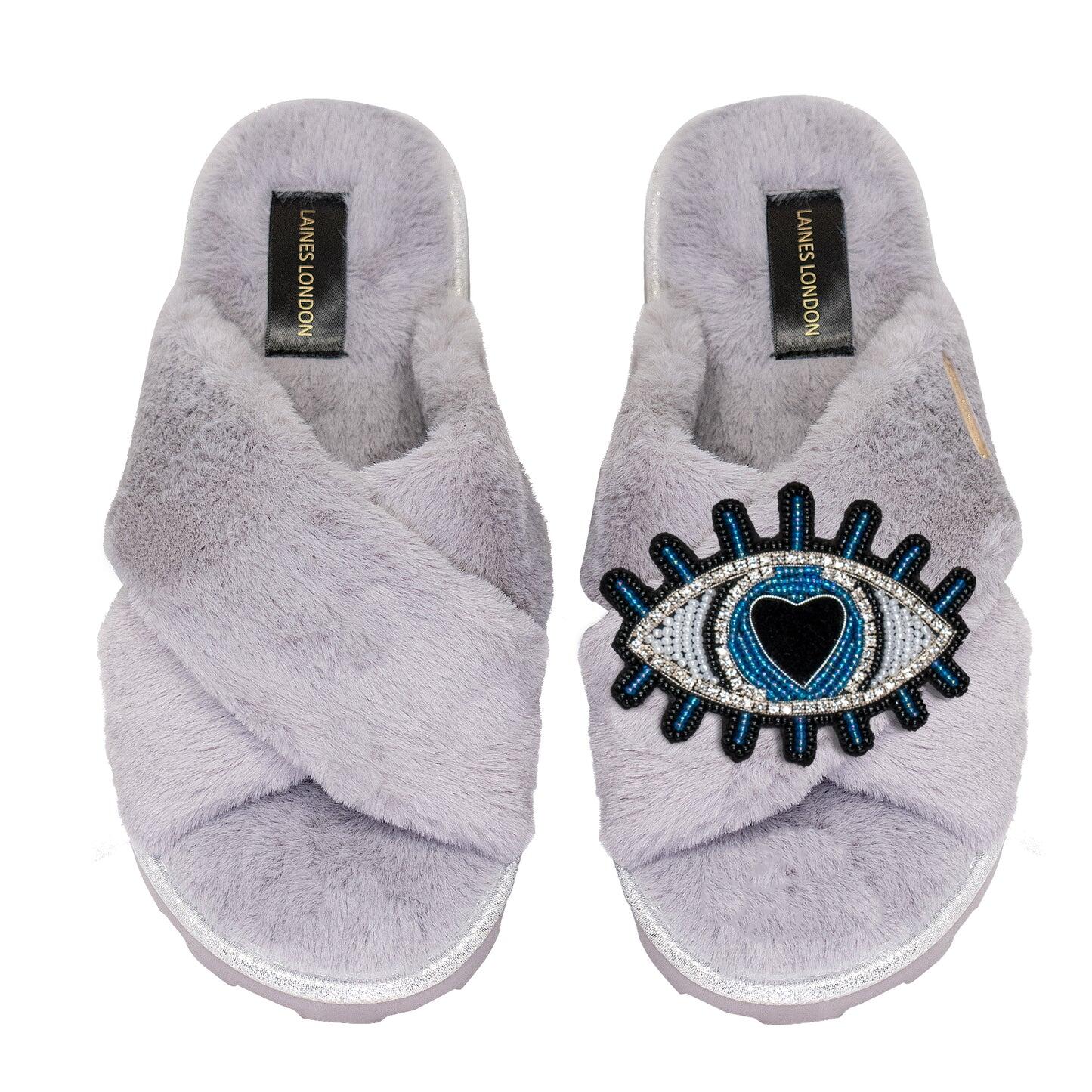 Blue Heart Eye Chic Slider Grey - Slipper
