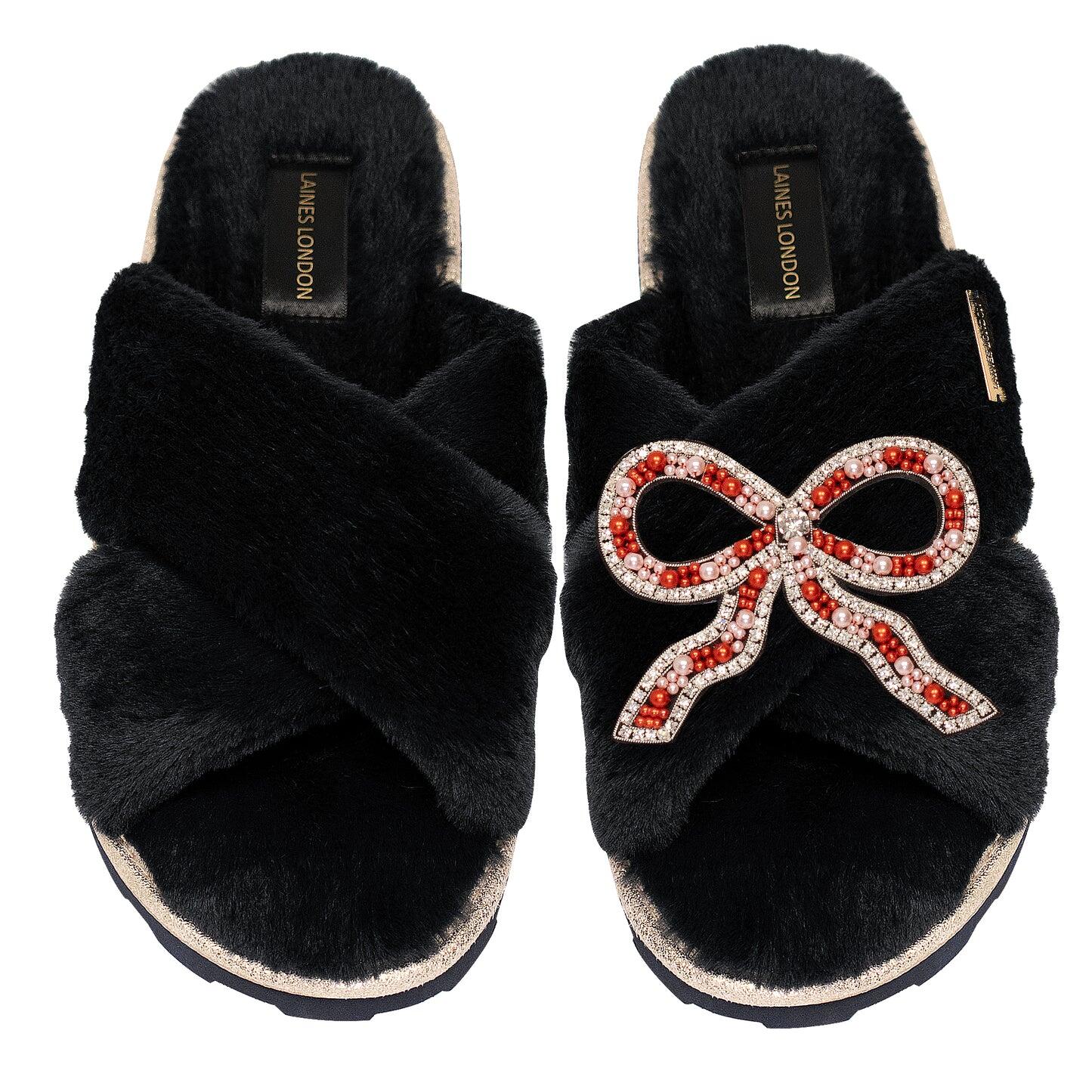 Bow Chic Slider Black - Slipper