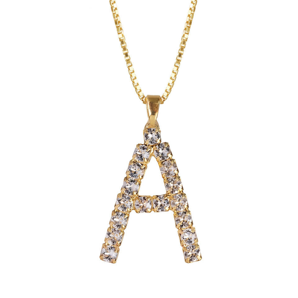 Letter Necklace Crystal A