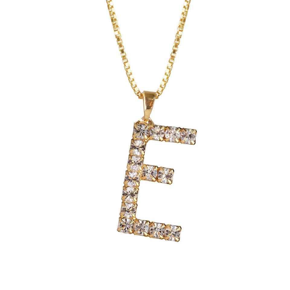 Letter Necklace Crystal E