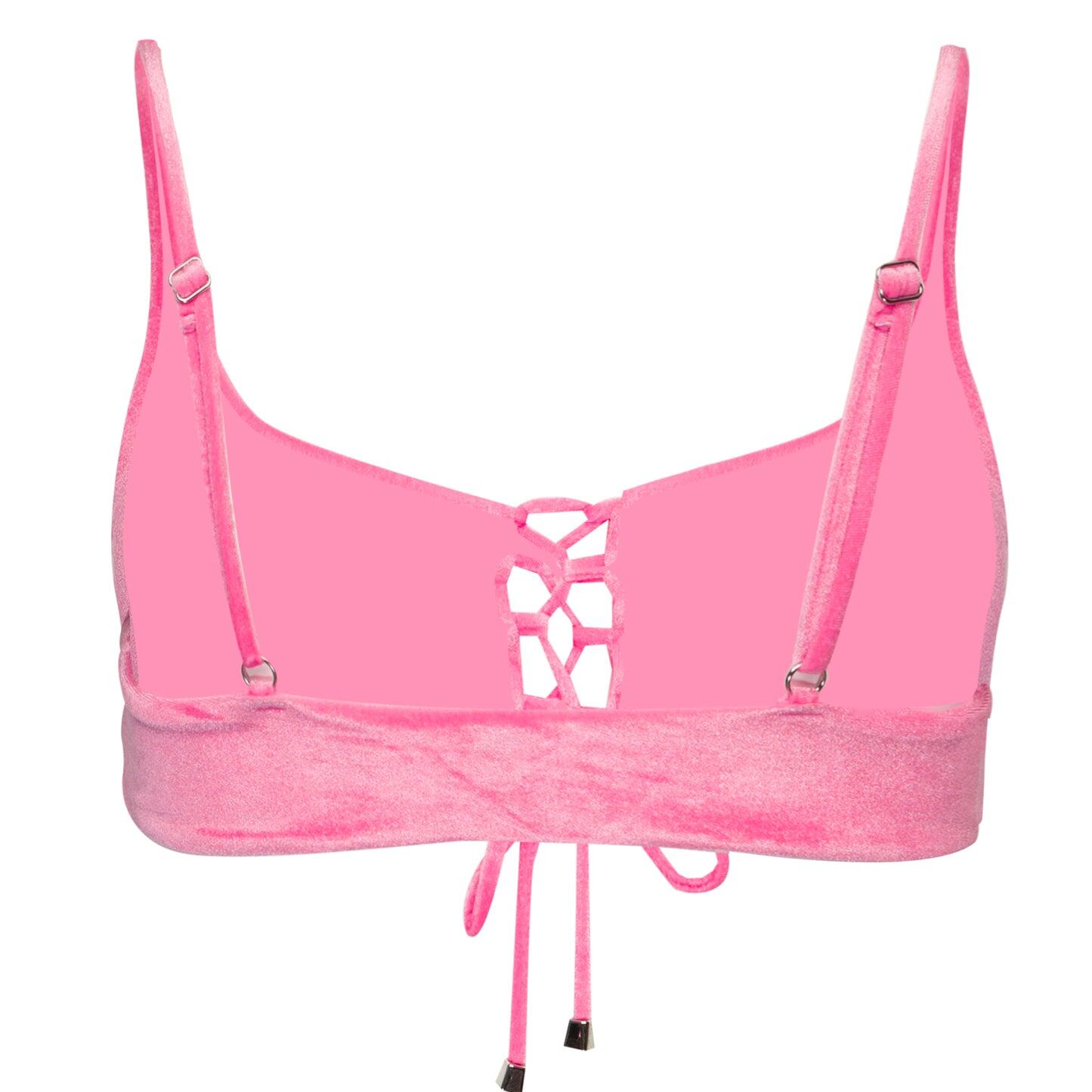 Ibiza Velvet Bikini Top Pink - Bikini Top