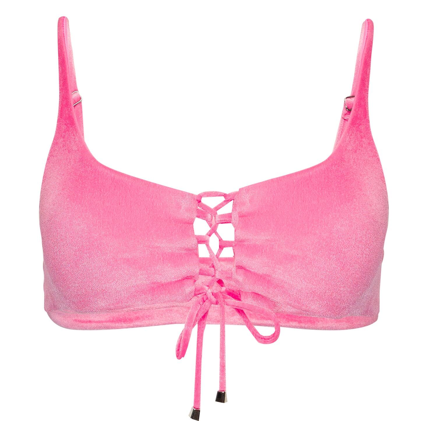 Ibiza Velvet Bikini Top Pink - Bikini Top