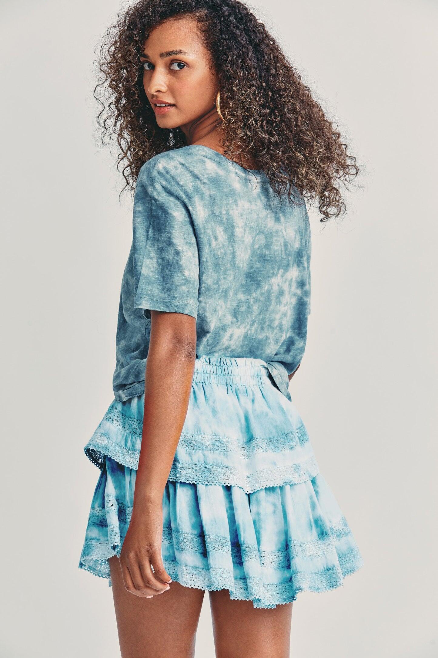 Ruffle Mini Skirt Pacific Indigo Hand Dye - Skirt