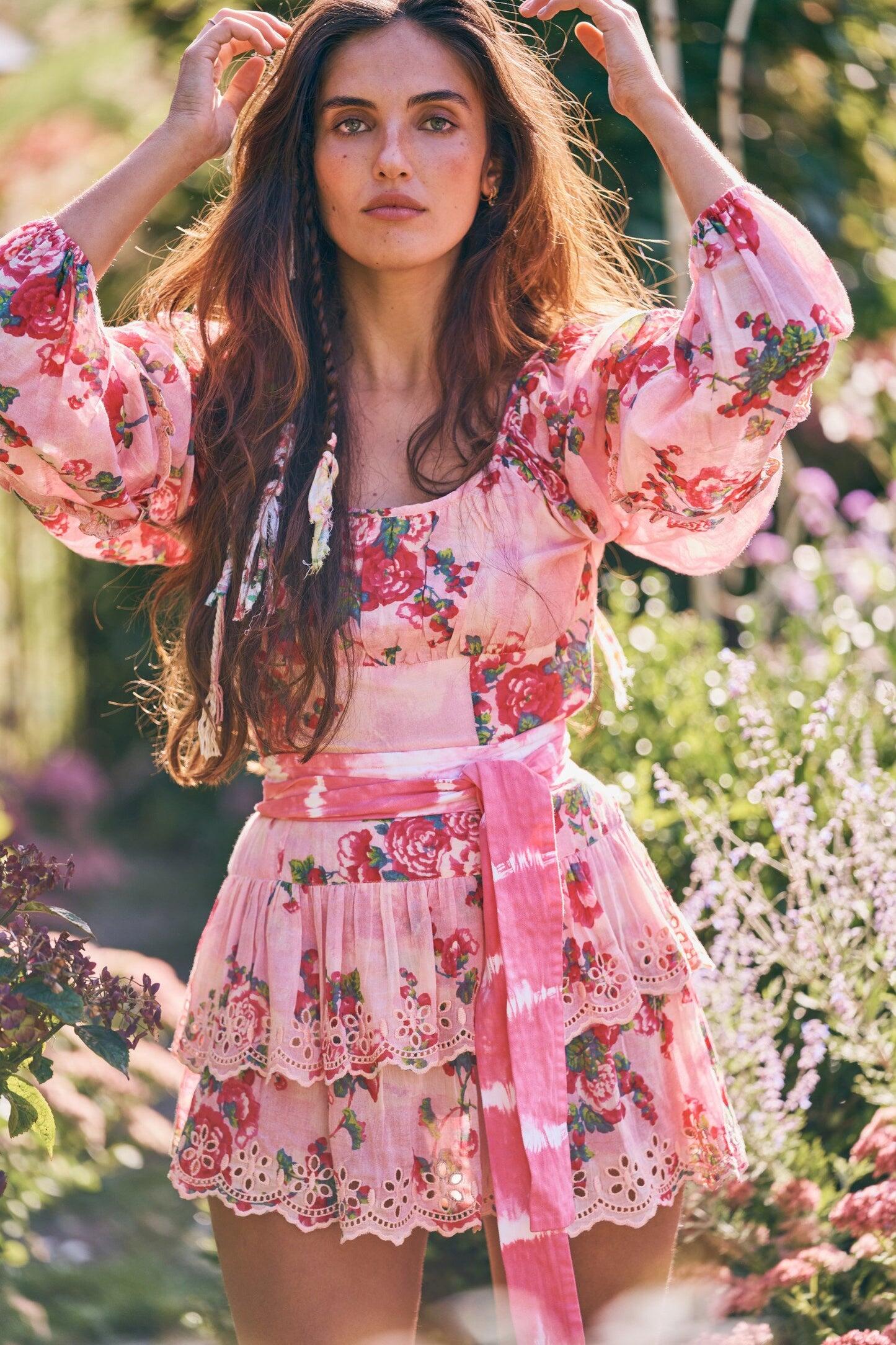 Womens Pink Floral Mini Dress