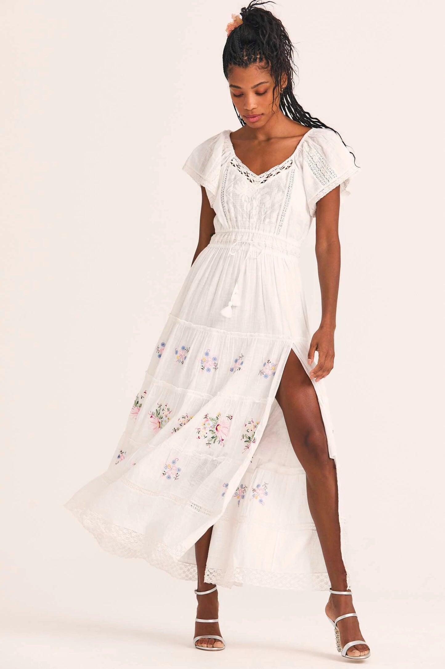 White Maxi Dress with Slit