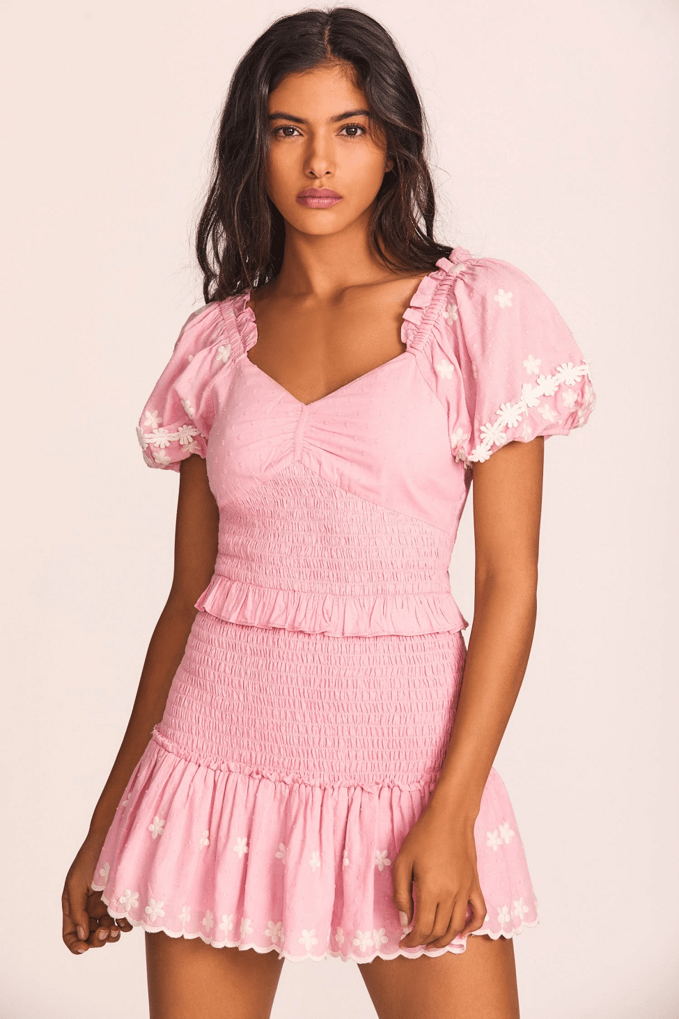 Smocked Mini Dress with Ruffles