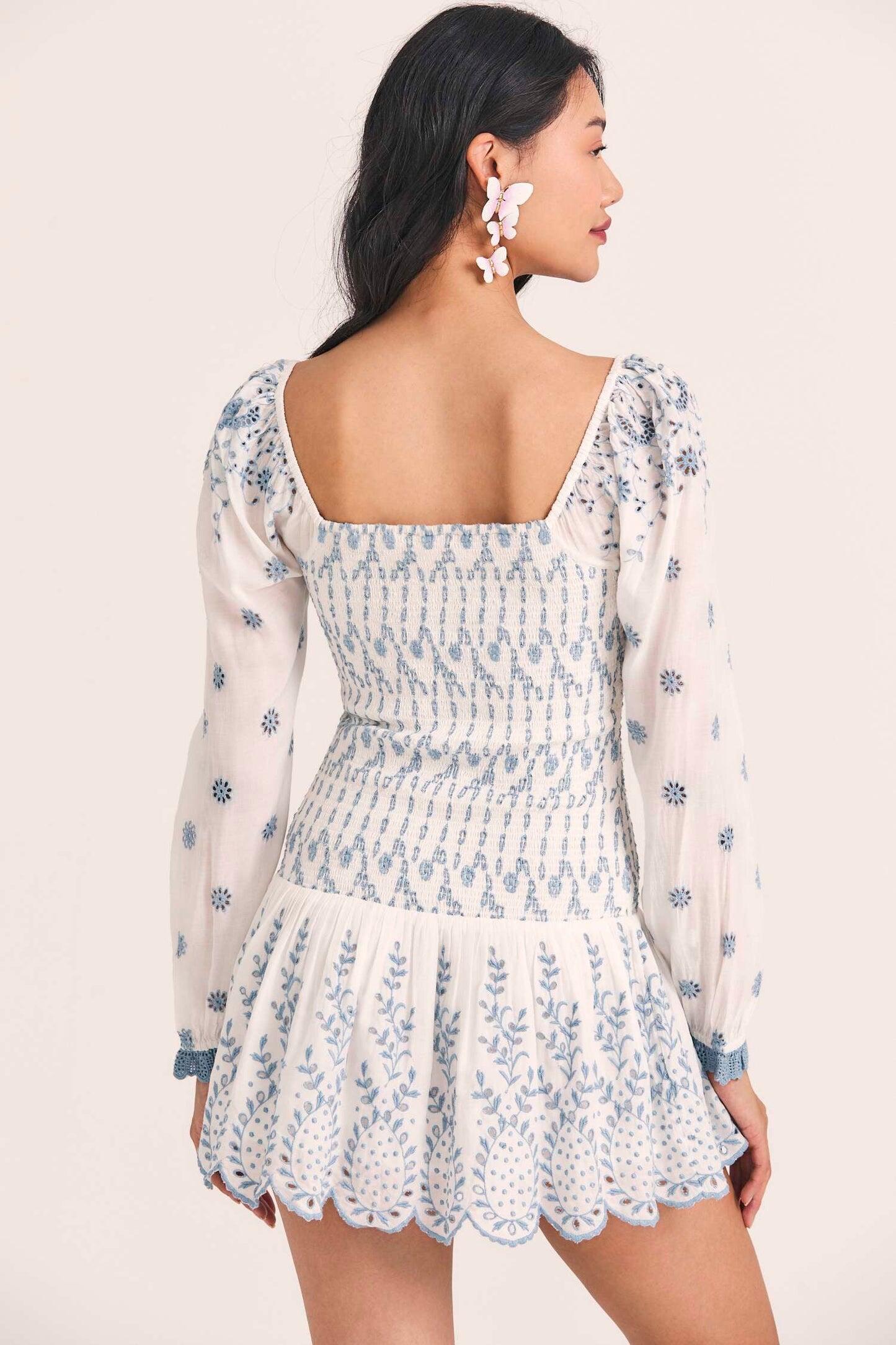 Mini Dress with Scalloped Bottom Hem