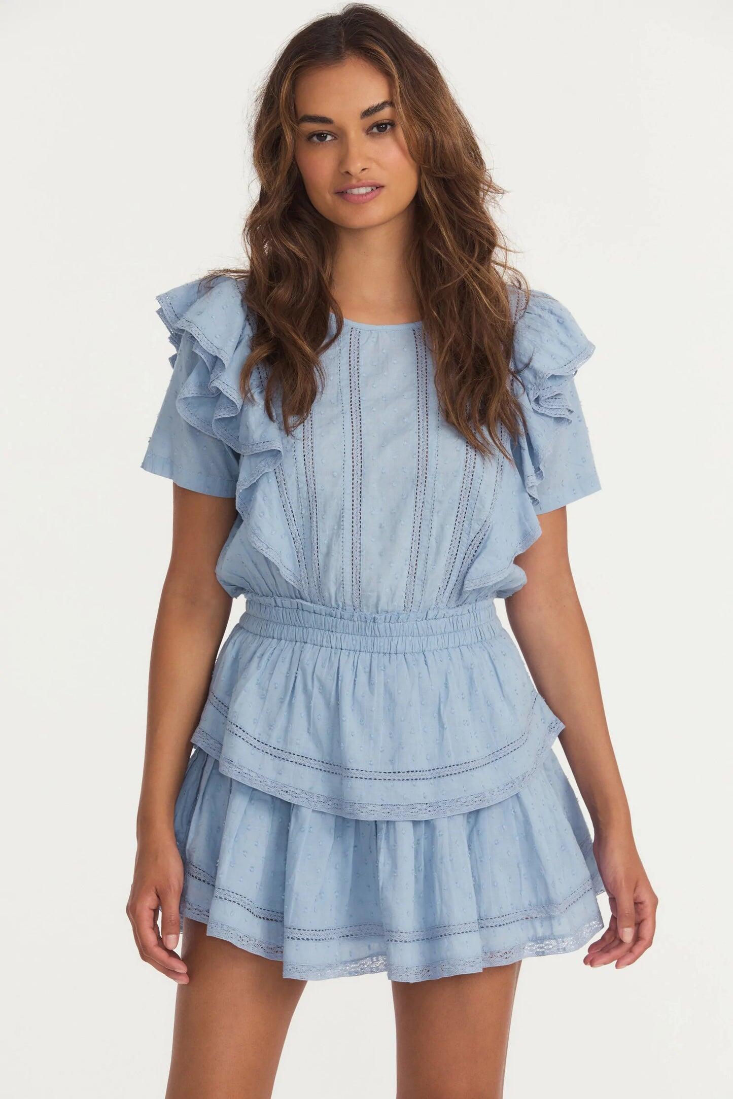 Light Blue Mini Dress with Ruffles