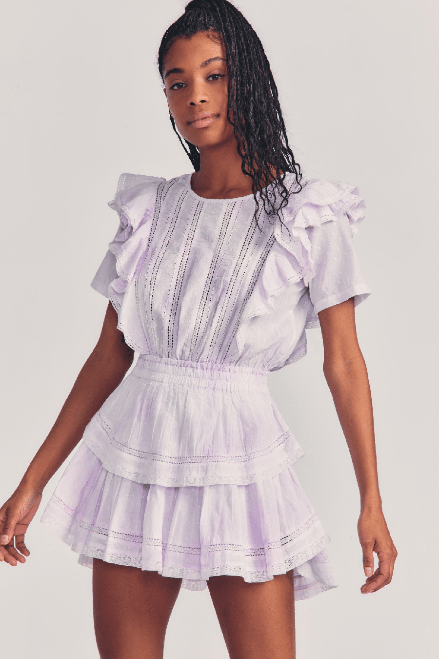 Mini Tiered Dress in Light Violet