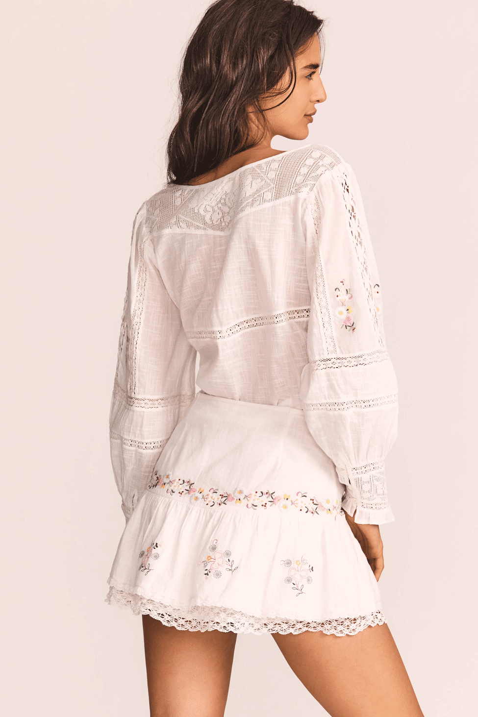 Embroidered mini skirt white cheap