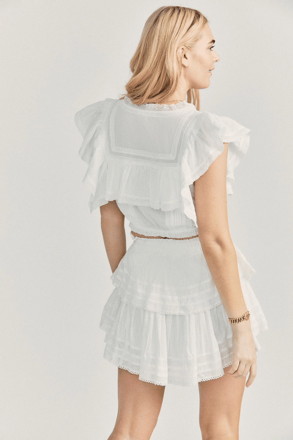 Tiered White Mini Skirt