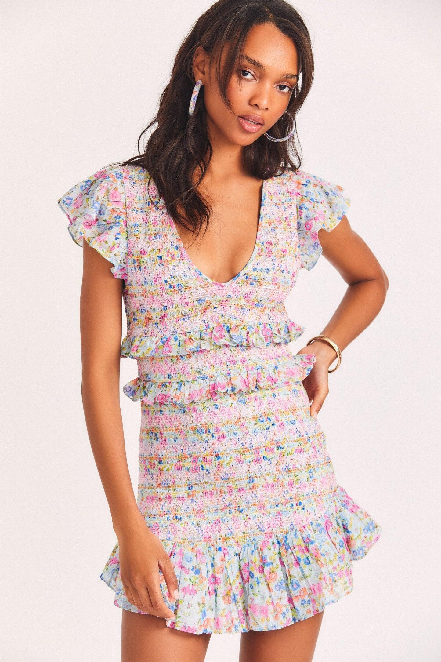 Sonora Mini Dress Coral Reef Waves - Dress
