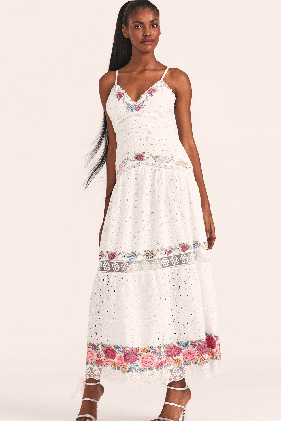 V Neck Maxi Dress in White