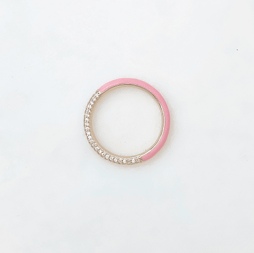 Enamel CZ Band Ring Pink