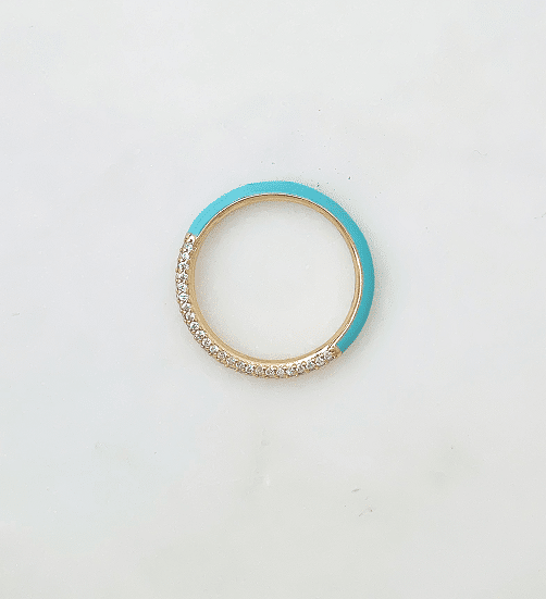 Enamel CZ Band Ring Turquoise