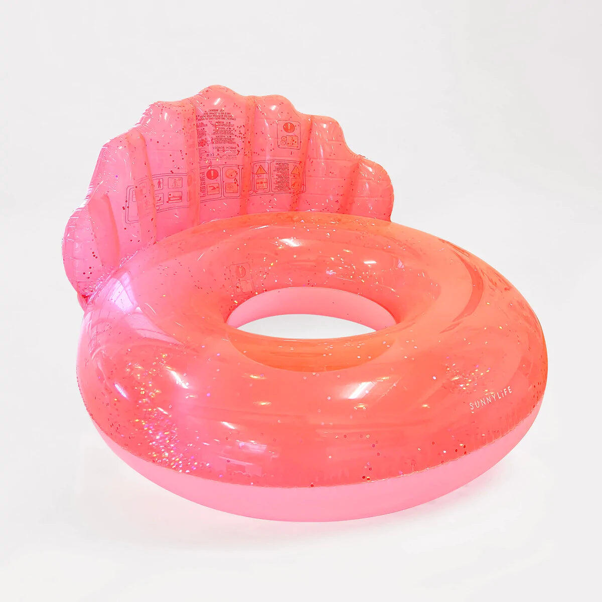 Luxe Pool Ring Shell Neon Coral - Pool Inflatable