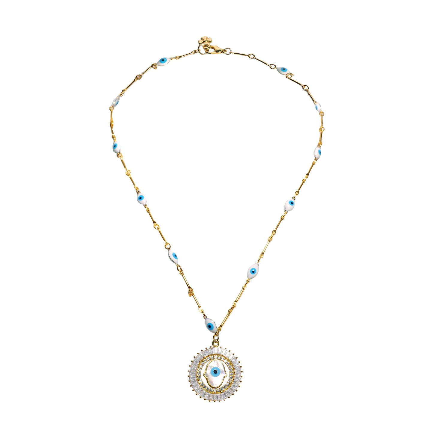 Evil Eye Necklace With Crystal Pendant