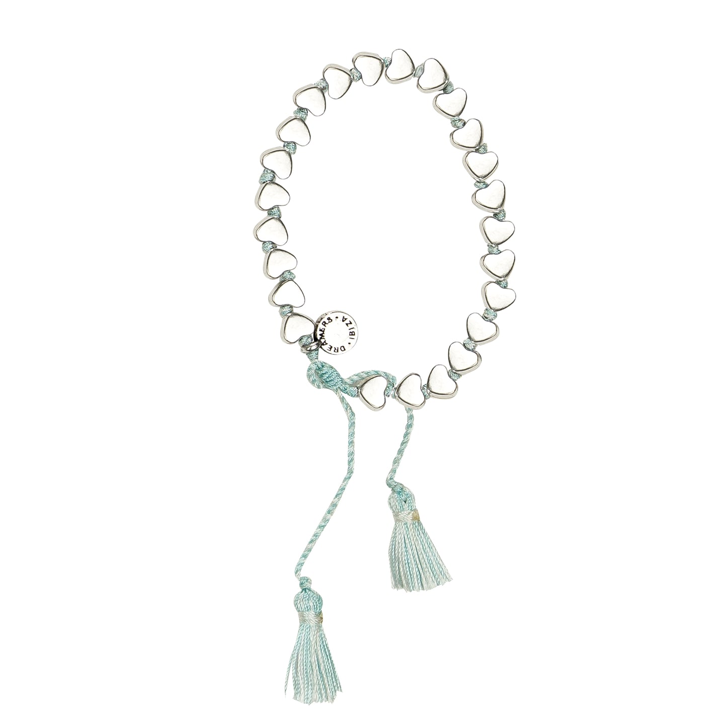 Load image into Gallery viewer, Silver Heart Bracelet With Mint Tassel
