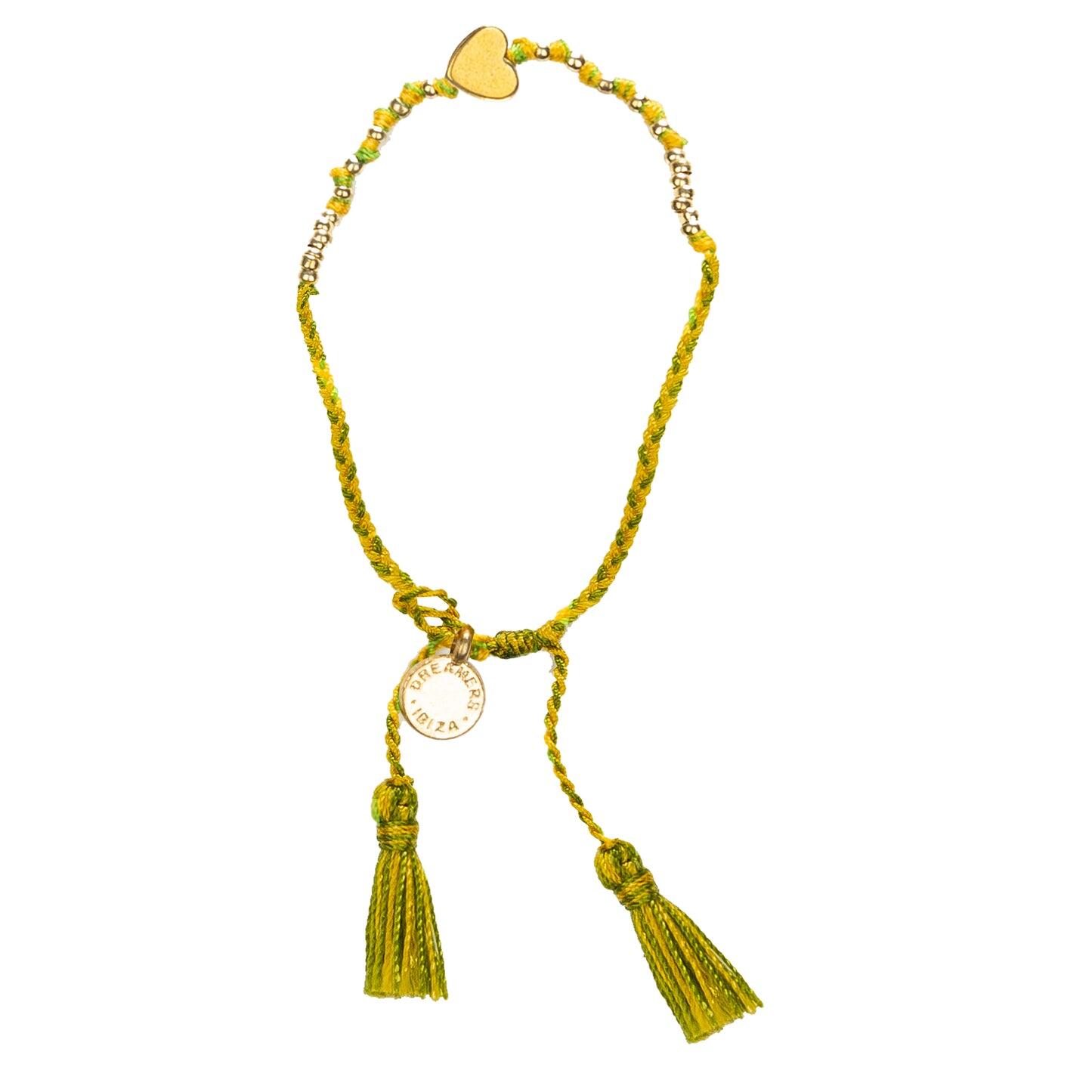 Single Gold Heart Bracelet With Olive Tassel