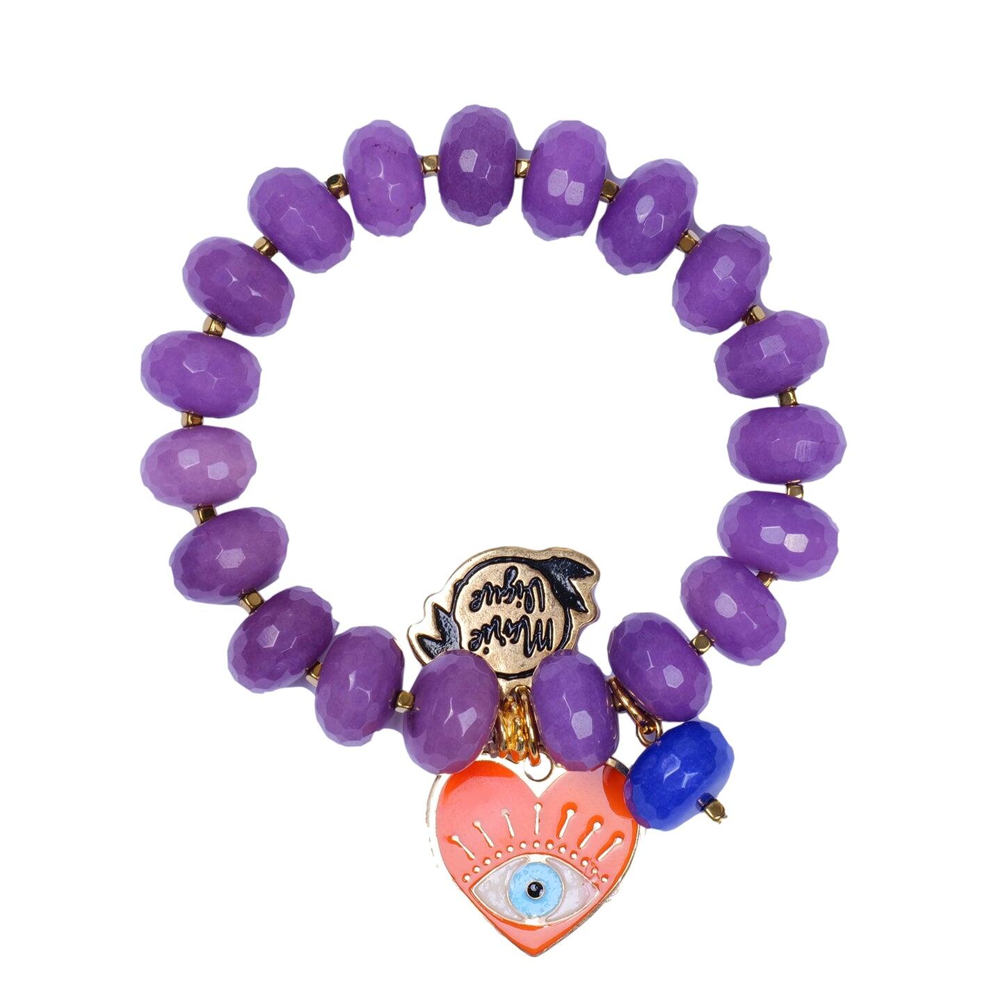 Load image into Gallery viewer, Sun Colour Bracelet Purple/Orange Heart
