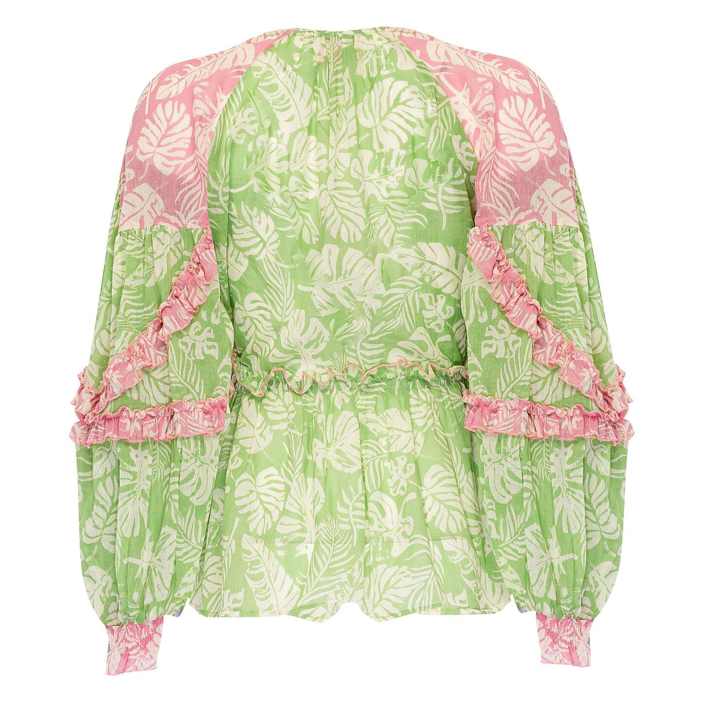 Detail of the Puffed Sleeves and Ruffles on the Tunic Blouse