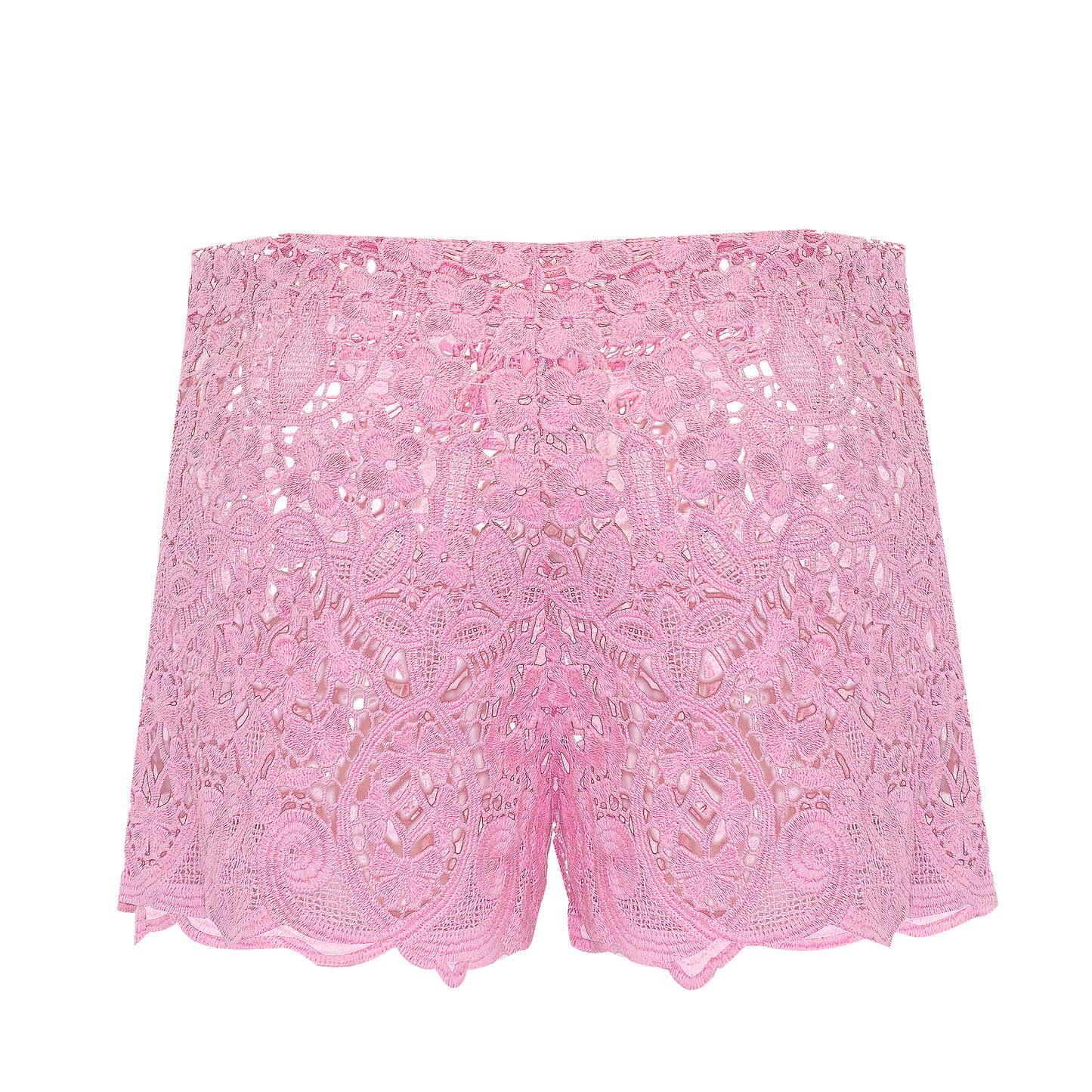 Back view of the Pink Lace Beachwear Shorts